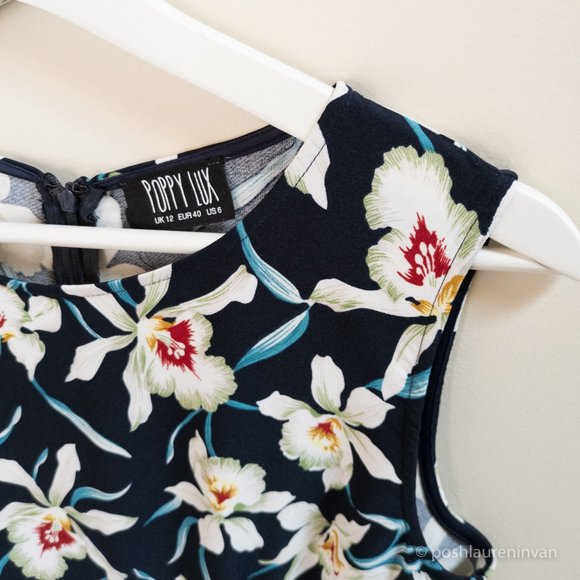 Black Shift Dress with Tropical Print – Women's Resort Wear - Size 6 - Picture 6 of 15